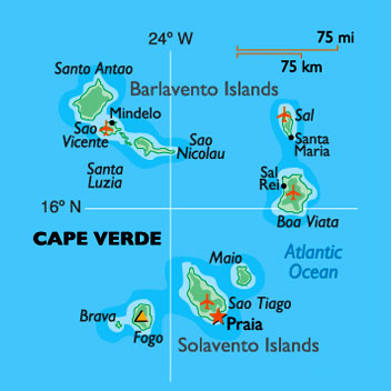 Capo Verde Mappa dell'arcipelago